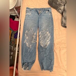American Eagle Outfitters Distressed Light Blue Boyfriend Jeans